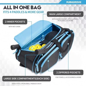 Échantillon gratuit : Sac de transport personnalisé pour raquettes de pickleball et de tennis pour homme, en néoprène avec poche pour chaussures, fabriqué en nylon durable - Product Image 4