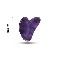 Outil de massage Gua Sha en forme de cœur violet naturel, planche de raclage facial Modèle JF26-059Purple CN pour le soulagement du stress et la réduction des gonflements