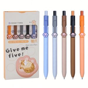 Bolígrafo de Gel con diseño de garra, 0,5mm, tinta de Gel negra, plástico, para amantes de los gatos, papelería Kawaii, suministros escolares y de oficina, 5 uds. - Product Image 1