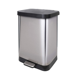 De Metal de acero inoxidable <span class=keywords><strong>Pedal</strong></span> de pie residuos Bin 50l/cubo de basura/basura Bin <span class=keywords><strong>con</strong></span> cubierta de plástico - Product Image 1