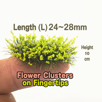 Skala HO Skala N 10mm 16Pcs Rumput Oval Bunga Tuft Cluster Kereta Api Sandtable Diorama Bahan Dekorasi DIY