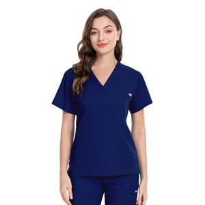 Conjuntos de Uniformes Médicos Unisex, Pantalones Largos de Tela Elástica Tejida, Cómodos, de Manga Corta, Ropa de Trabajo para Enfermeras - Product Image 5