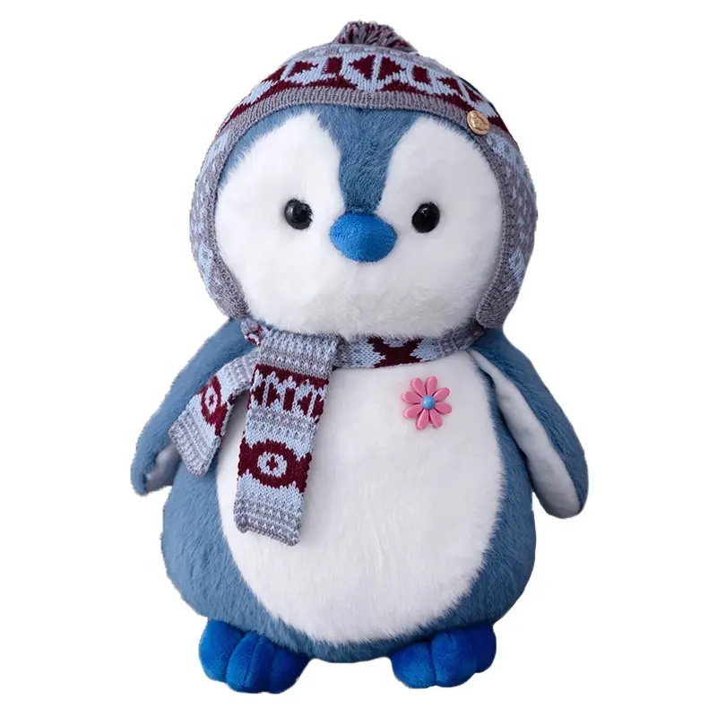 Venta al por mayor lindo animales de peluche pingüino de juguete de promoción 20CM suave juguete de peluche con sombrero de la bufanda