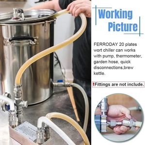 Intercambiador de calor de 60 placas de acero inoxidable 304, Enfriador de mosto de cerveza, rosca NPT de 1/2 "<span class=keywords><strong>X</strong></span> 3/4" para elaboración de cerveza casera - Product Image 6