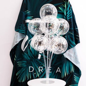 decoración del partido colorido metálico confeti claro transparente soporte <span class=keywords><strong>bobo</strong></span> globos conjunto - Product Image 5