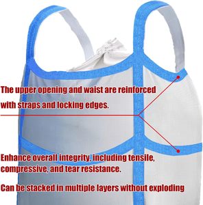ถุง FIBC แบบทนทาน ทำจากโพลีโพรพิลีน (PP) ทออย่างดี พร้อมช่องจ่ายวัสดุ ระบายอากาศได้ดี มีหูหิ้วสองชั้น แบบพับได้ ฐานแบนรูปตัว X - Product Image 3