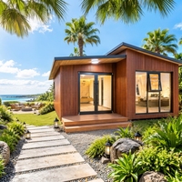 Maison mobile moderne certifiée CE, maison modulaire de luxe, bungalow avec design en verre triangulaire préfabriqué