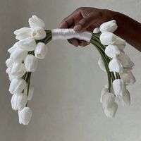 Bouquet de mariage en fleurs de lys calla, tulipe et perles, chaîne de fleurs, accessoires photo pour cérémonie de fiançailles