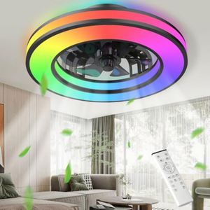 New 16.5 Inch DC Motor 6-Speed LED Smart <b>Ceiling</b> Fans with Rotation Readable LED Lamps <b>Remote</b> <b>Control</b> RGB <b>Light</b> for Living Room - Product Image 4