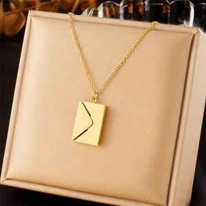 Love Letter Envelope Pendant Titanium Steel Necklace Laser Customized Valentine's Day Confession <b>Gift</b> Women's Necklace Jewelry - Product Image 2