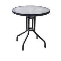 Table de salle à manger, de café ou de thé, de loisirs, ronde, en acier et verre trempé, pour extérieur, imperméable, pour restaurant, villa, hôtel, patio, jardin, balcon