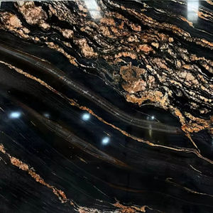 Luxuoso brasileiro natural moderno translúcido magma ouro granito laje interior sotaque parede decoração polido mármore preto pedra grande - Product Image 6