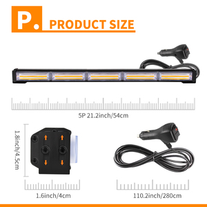 21Inch Xe <span class=keywords><strong>LED</strong></span> Nhấp Nháy Ánh Sáng Khẩn Cấp Nhấp Nháy Đèn COB Cảnh Báo Thanh Ánh Sáng Cho Mái Dash Kính Chắn Gió Lưới Tản Nhiệt Sàn 9-30V - Product Image 3