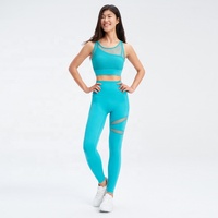 Combinaison de ski sexy pour femme, tenue de yoga, vêtement de sport en maille, legging de gym, soutien-gorge de fitness, haut de yoga