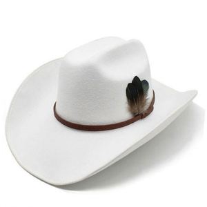 Sombrero Vaquero al por Mayor, Sombreros de Vaquero con Plumas Baratos para Hombre, Adulto, Viajes al Aire Libre, Casual, Cuatro Estaciones, Unisex - Product Image 5