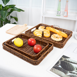 Cesta de pan rectangular apilable de imitación de ratán Bobai para exhibir frutas y aperitivos en la cocina, ideal para fiestas. - Product Image 3