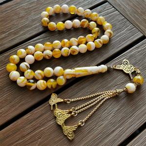 Cadena musulmana de borlas, borlas de piedra de <span class=keywords><strong>lince</strong></span> de Arabia Saudita, Rosario redondo de cuentas de ámbar Kehribar, Tasbeeh - Product Image 2