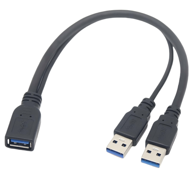 Custom Cable USB 3.0 Female to Dual USB Male Y Splitter with Coaxial Fast Charging Data Cable PVC Jacket