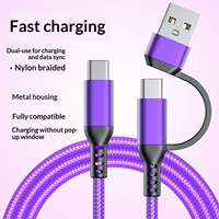 Kabel Data Ponsel 2 in 1 Nylon Braided Super Fast Charging