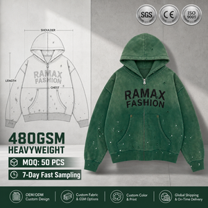 Sudadera con Capucha Extra Grande para Hombre RAMAX FASHION, 480GSM, Algodón, con Cierre, Logotipo Frontal y Bolsillo, Estilo Casual Urbano - Product Image 1