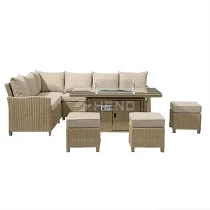 Canapés d'extérieur en osier pour balcon, terrasse et jardin, avec foyer au propane et housse en maille, certifiés, à prix abordable, style <span class=keywords><strong>Londres</strong></span> - Product Image 5
