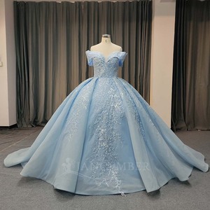 Robe de bal bleu ciel Lsany226, robe de Quinceañera, robe de princesse pour fête de 16 ans, appliques en dentelle, perles, fleurs, Vestidos De - Product Image 2