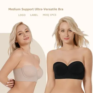 Wholesale Women Strong Support Multifunctional Comfortable Breathable Strapless Push up Bras Romantic Push-up Bra Adults Knitted