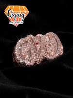 Bague cubaine tendance plaquée or rose, entièrement sertie de moissanite VVS, style hip-hop pour homme