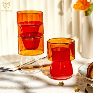แก้วกาแฟชาแบบสองชั้น ดีไซน์ดั้งเดิม สีสันสวยงาม ทำจากแก้วโบโรซิลิเกตคุณภาพสูง สำหรับร้านอาหารและร้านน้ำชา - Product Image 3