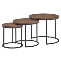 Nouvelle conception 2026, quantité minimale de commande 30 pièces, ensemble de tables gigognes rondes modernes et simples, nouveau design d'usine avec plateau en MDF et pieds en métal pour l'ameublement intérieur dans le salon