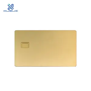 Kartu kredit logam kosong cermin emas 24 K yang dapat disesuaikan kartu Visa Debit terukir Slot Chip kosong dan kartu emas garis magnetik