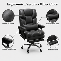 Chaise de bureau en cuir PVC ALINUNU, directement de l'usine, pour bureau à domicile, chaise de bureau ergonomique de direction avec coussin lombaire