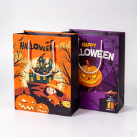 Sac cadeau d'Halloween en papier, motifs citrouille et chauve-souris, pour bonbons, friandises, snacks, sacs de collecte de bonbons, designs variés, logo personnalisé, vente en gros