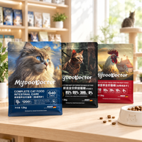 Sacs à fond plat refermables avec impression de logo personnalisée, réutilisables, écologiques, pour l'emballage de nourriture et de friandises pour chiens et chats