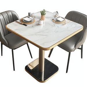 Round <b>White</b> Marble Sintered Stone <b>Table</b> Top with Stainless Steel Edge | Luxury Commercial Tabletop Wholesale - Product Image 6