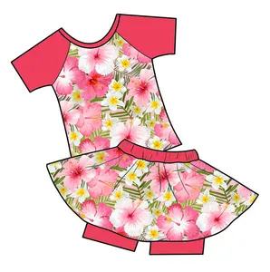 girls infant outfits short sleeve floral baby spring sets made in China.