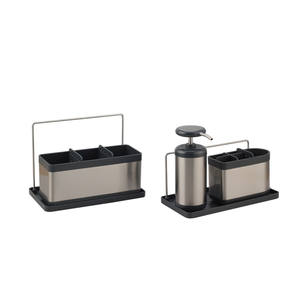 Organizador de Fregadero de Cocina Moderno de Acero Inoxidable con Dispensador de Jabón y Soporte para Esponja - Product Image 5