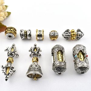 Sceptre Vajra en argent ancien bicolore à six caractères, bijou de jeu culturel avec perles, bracelet et collier Xiangyun à faire soi-même - Product Image 4