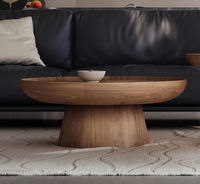 Table basse ronde en bois massif de style Wabi-sabi antique, durable, haut de gamme, minimaliste moderne pour petit appartement