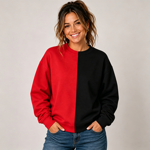 <strong>Women</strong> Half and Half Color Block Sweatshirt, Vintage Varsity Letter Print Crew Neck <strong>Long</strong> Sleeve Sport <strong>Jumper</strong> Top - Product Image 3