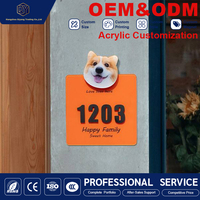 Plaque de porte personnalisée en acrylique avec numéro, photo de animal de compagnie style dessin animé, sans perçage, plaque d'adresse de maison, décoration murale pour entrée de maison