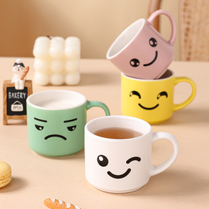 Cute Cartoon <b>Ceramic</b> Mugs 90Ml Porcelain Tea <b>Cups</b> With Smiley Faces For Gifts And Daily Use - Product Image 1