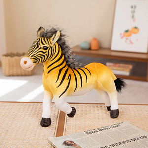 <span class=keywords><strong>Zoo</strong></span> animal amarillo cebra caballo peluche simulación suave cebra peluche para niños regalo muestra gratis - Product Image 6