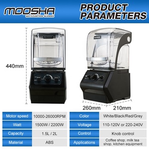Mixeur Commercial Haute Performance 1500W 2200W pour Smoothies aux Fruits, Jus et Préparation Culinaire, <span class=keywords><strong>avec</strong></span> Couvercles, Capacités 1.5L et 2L - Product Image 3