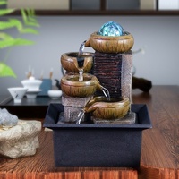 Fontaine d'eau rotative en résine Feng Shui pour la maison et le bureau, décoration artisanale, ornements à eau courante, petite fontaine pour salon
