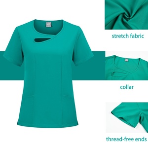 Ensemble d'uniformes médicaux unisexe en tissu Dobby élastique à manches courtes, pour le personnel dentaire, les cliniques vétérinaires et les salles d'opération - Product Image 3