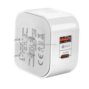 Qc3.0 fast charging PD charger 20W fast charging head Type-C+USB dual port fast charging US EU UK USB+TYPE C dual-port wall char - Product Image 5