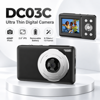 Appareil photo numérique ultra-fin DC03C 48MP 720P avec écran IPS de 2,0 pouces, appareil photo compact portable avec batterie amovible, 9 filtres, 13 cadres photo