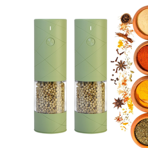 One Hand Operation USB Rechargeable Green Refillable Large Capacity Automatic Salt and <b>Pepper</b> Mill Set for Kitchen - Product Image 1