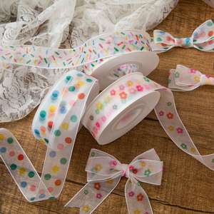 Ruban en organza à pois colorés de haute qualité, 2,5 cm, pour emballer les cadeaux des enfants, 25 yards/rouleau - Product Image 3